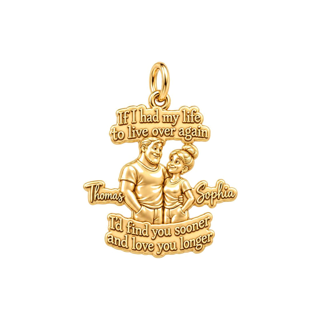 Find You Sooner Charm Bracelet – Personalized Couple Gift – 18K gold plated 3 cm charm, front view