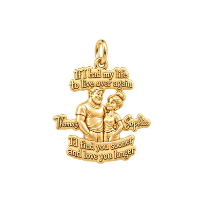 Find You Sooner Charm Bracelet – Personalized Couple Gift – 18K gold plated 3 cm charm, front view