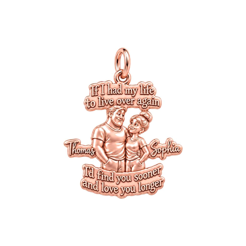 Find You Sooner Charm Bracelet – Personalized Couple Gift – rose gold 3 cm charm, front view