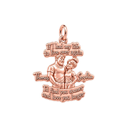 Find You Sooner Charm Bracelet – Personalized Couple Gift – rose gold 3 cm charm, front view