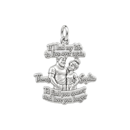 Find You Sooner Charm Bracelet – Personalized Couple Gift – silver plated 3 cm charm, front view