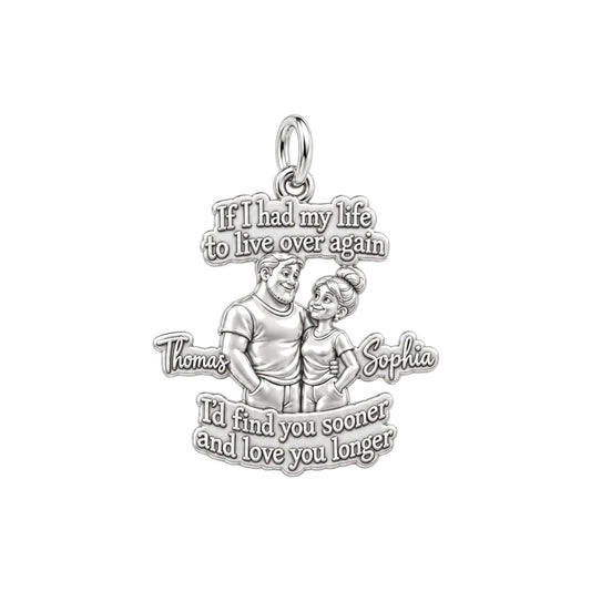 Find You Sooner Charm Bracelet – Personalized Couple Gift – silver plated 3 cm charm, front view