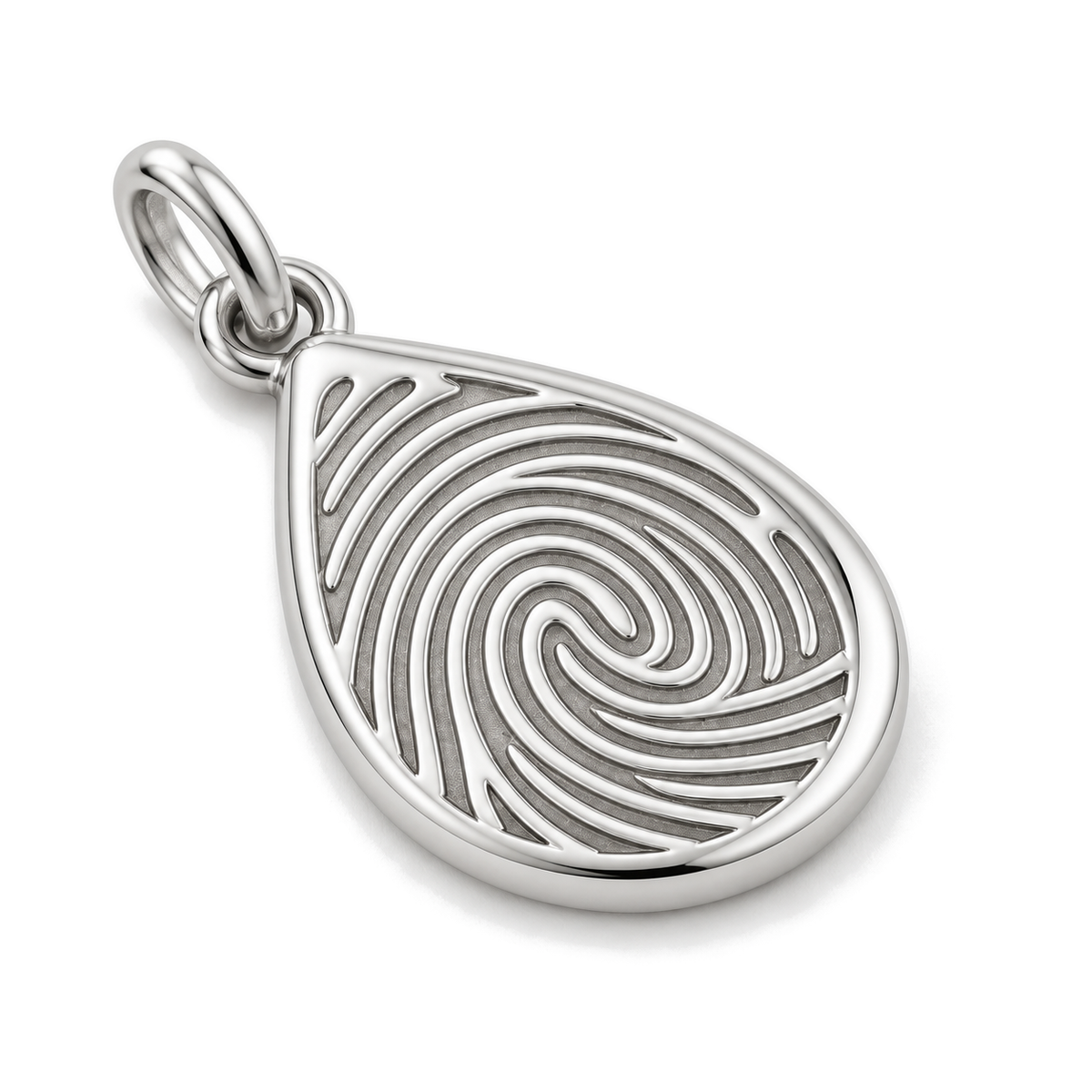 Fingerprint Teardrop Charm — Silver Super Macro | charm-topics-remaining-444-2026-09-14 | topic-069