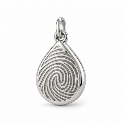 Fingerprint Teardrop Charm — Silver | charm-topics-remaining-444-2026-09-14 | topic-069