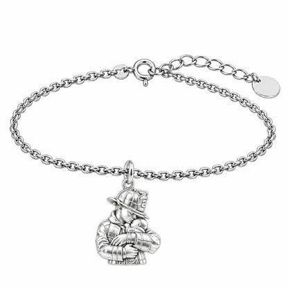 Firefighter Hero Gentle Embrace Charm Bracelet Set – silver, front view