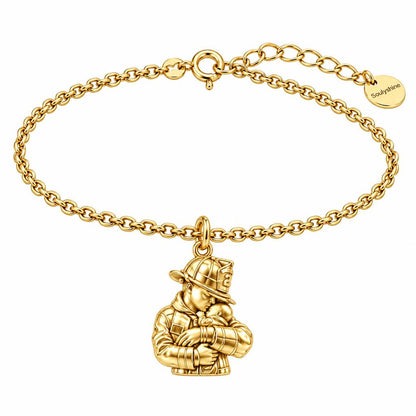 Firefighter Hero Gentle Embrace Charm Bracelet Set – 18K gold, front view