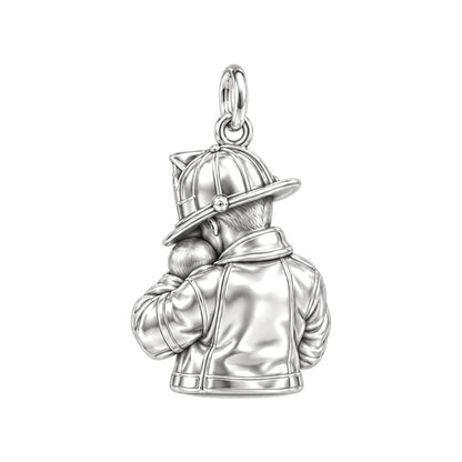 Firefighter Hero Gentle Embrace Huggie Charm Earrings – back of the charm, engraving area