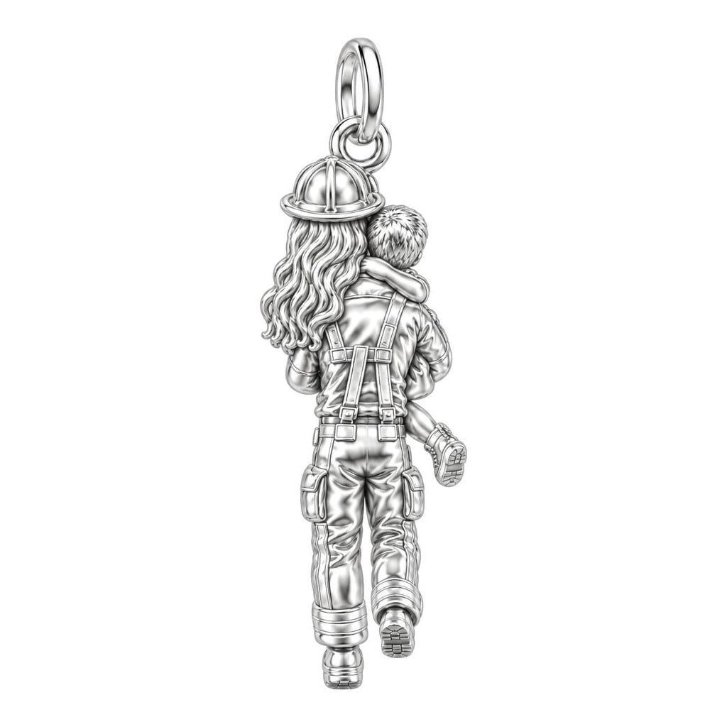 Firefighter Hero Hug Charm Bracelet – Personalized Couple Gift – back of the charm, engraving area