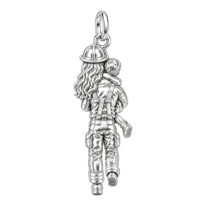 Firefighter Hero Hug Charm Bracelet – Personalized Couple Gift – back of the charm, engraving area