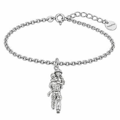 Firefighter Hero Hug Charm Bracelet Set – silver, front view
