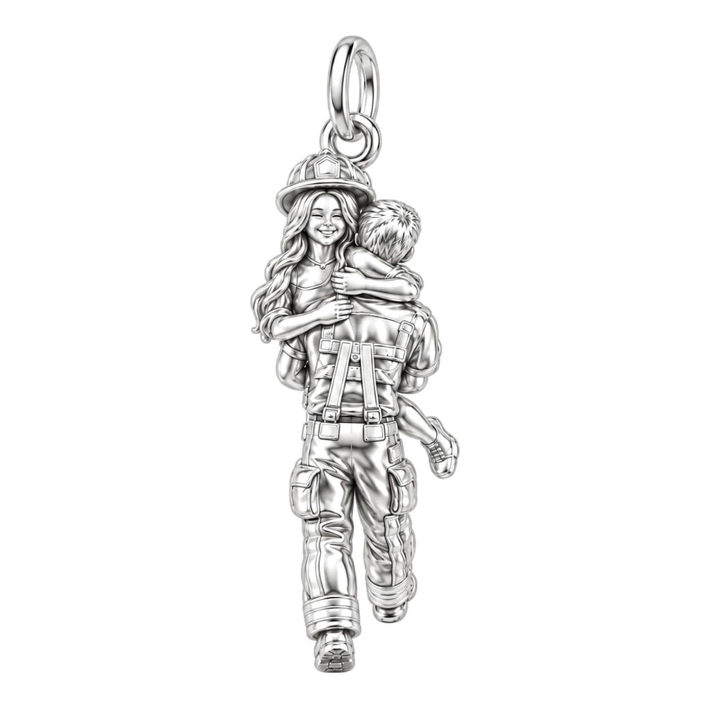 Firefighter Hero Hug Charm Bracelet Set – back of the charm, engraving area