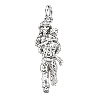 Firefighter Hero Hug Huggie Charm Earrings – back of the charm, engraving area