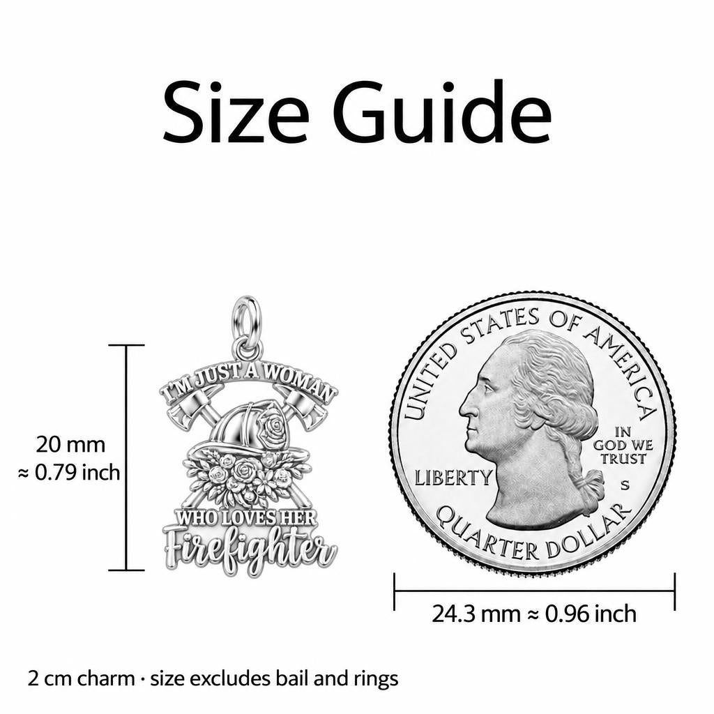 Firefighter Wife Floral Charm Bracelet – Personalized Gift – size guide, 2 cm charm next to a quarter