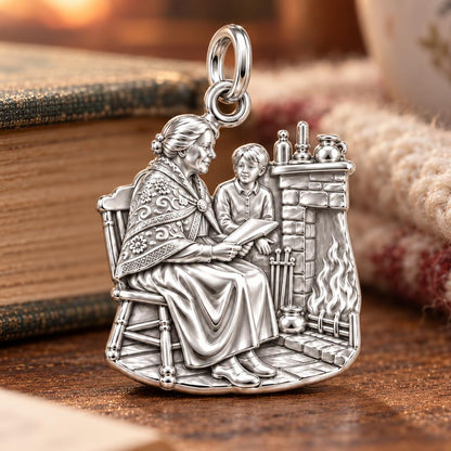 Fireside Stories Charm Bracelet – Personalized Grandma Gift – macro detail of the charm