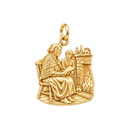 Fireside Stories Charm Bracelet – Personalized Grandma Gift – 18K gold charm, front view