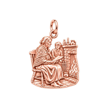 Fireside Stories Charm Bracelet – Personalized Grandma Gift – rose gold charm, front view