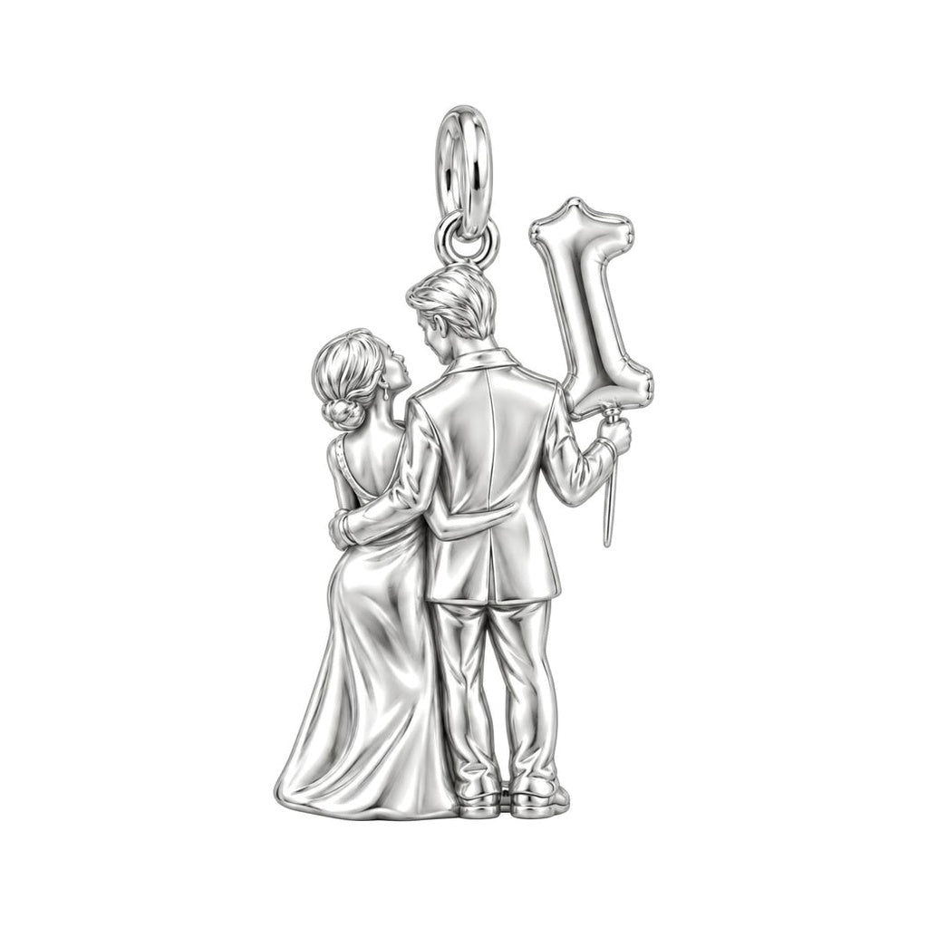 First Anniversary Celebration Charm Bracelet – Personalized Couple – back of the charm, engraving area