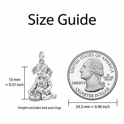 First Birthday Cake Charm Bracelet – Personalized Mom Gift – size guide, 13 mm charm next to a quarter