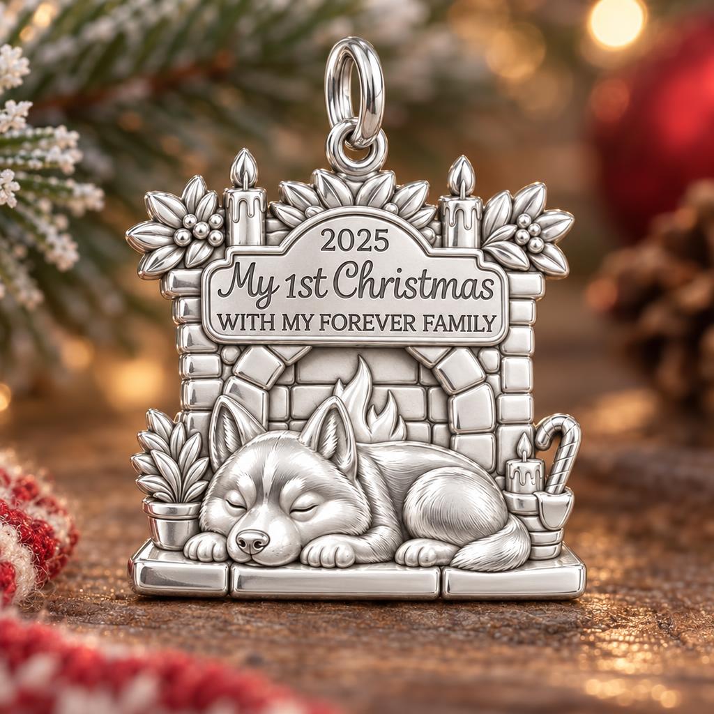 First Christmas Forever Family Charm and Polyester Cord Bracelet Set – macro detail of the charm