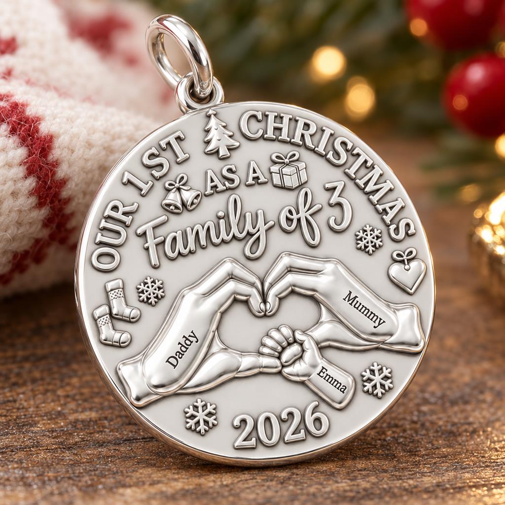 First Christmas Together Charm Bracelet – Personalized Mom Gift – macro detail of the charm
