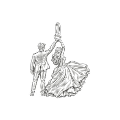 First Dance Silhouette Charm Bracelet – Personalized Couple Gift – back of the charm, engraving area