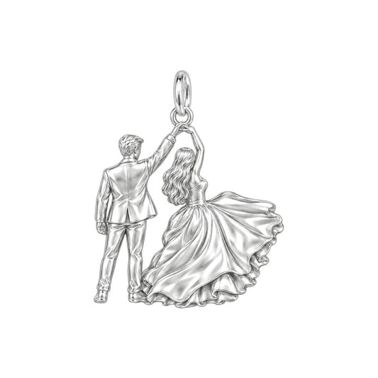 First Dance Silhouette Charm Bracelet – Personalized Couple Gift – back of the charm, engraving area