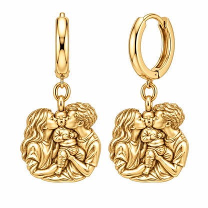 First Family Kiss Huggie Charm Earrings – 18K gold, front view