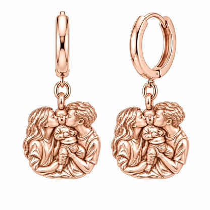 First Family Kiss Huggie Charm Earrings – rose gold, front view