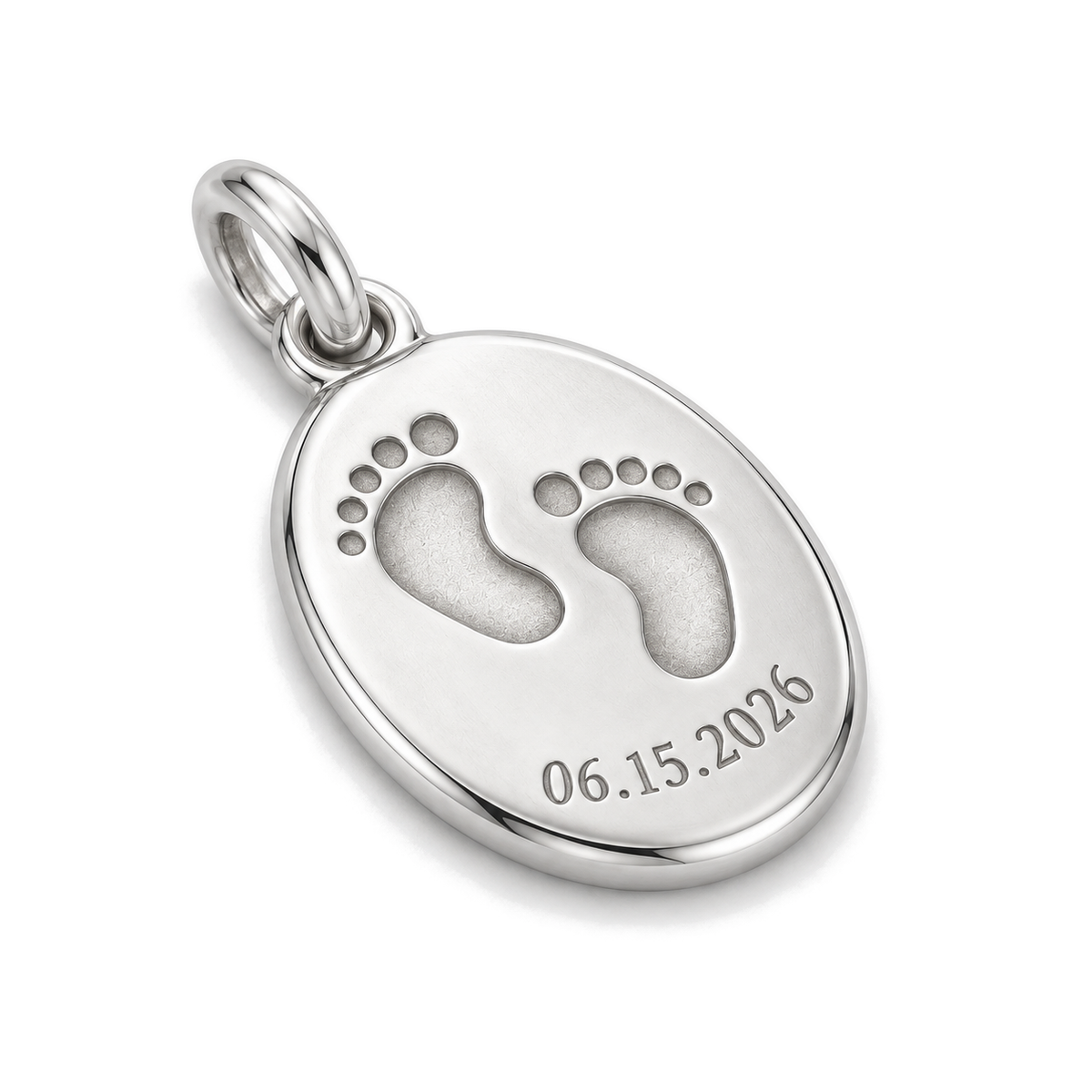 First Footprints Charm — Silver Super Macro | charm-topics-remaining-444-2026-09-14 | topic-068