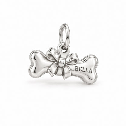 First Gift Bow Bone Charm and Polyester Cord Bracelet Set