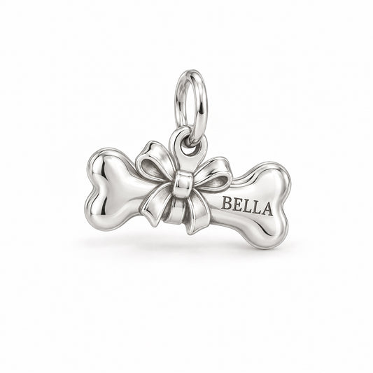 First Gift Bow Bone Charm and Polyester Cord Bracelet Set