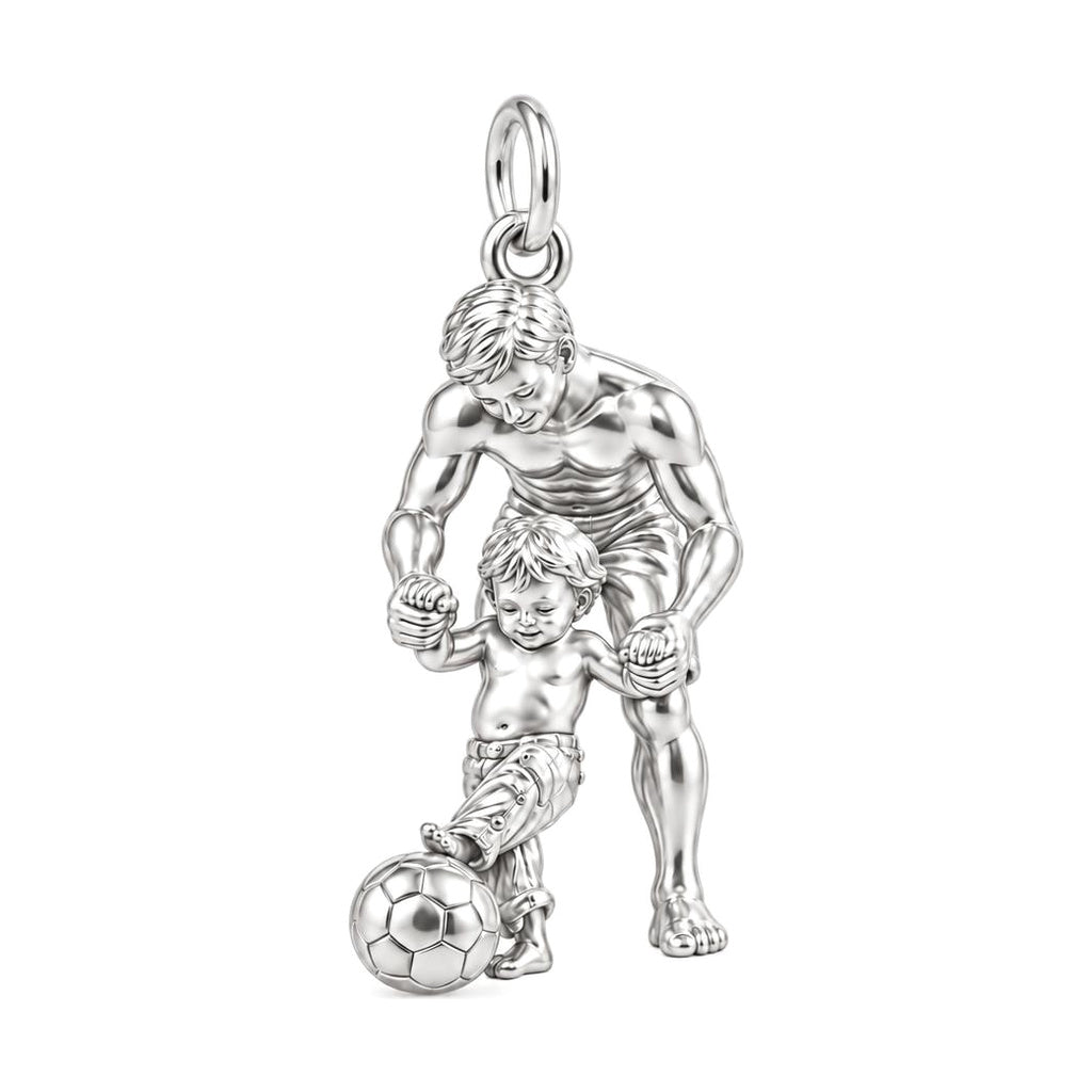 First Goal Together Charm Bracelet – Personalized Dad Gift – silver charm, front view