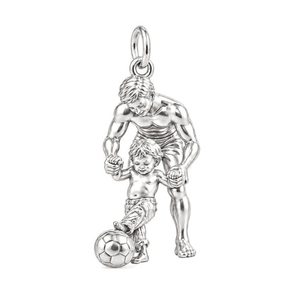 First Goal Together Charm Bracelet – Personalized Dad Gift – silver charm, front view