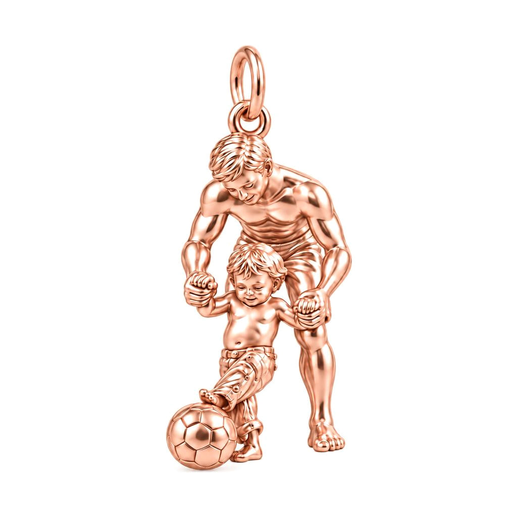 First Goal Together Charm Bracelet – Personalized Dad Gift – rose gold charm, front view