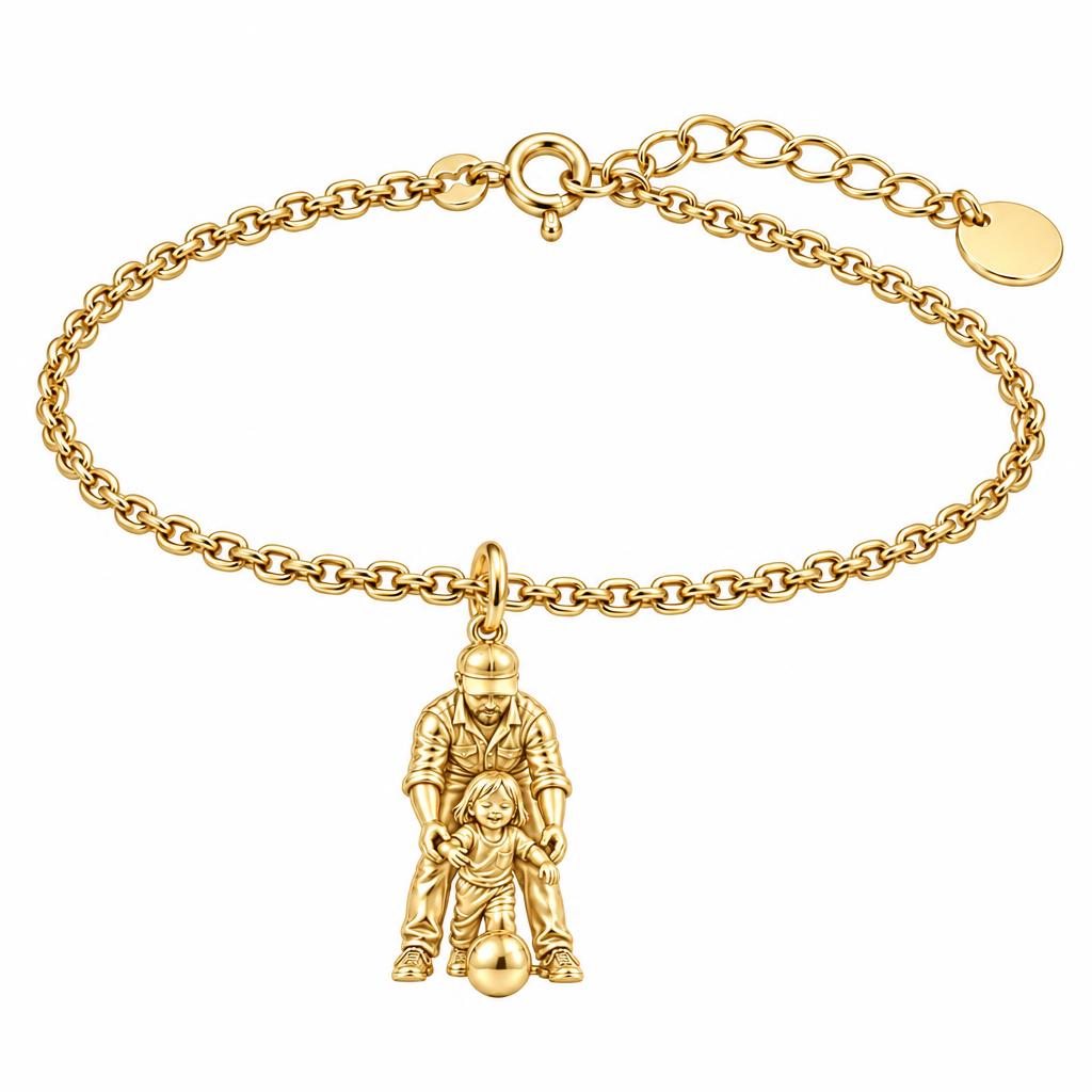 First Goal Together Charm Bracelet Set – 18K gold, front view