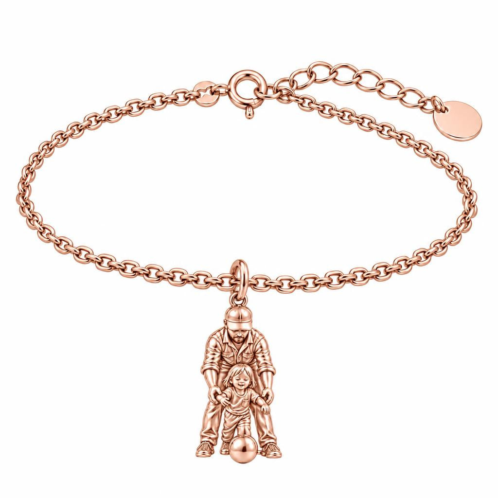 First Goal Together Charm Bracelet Set – rose gold, front view