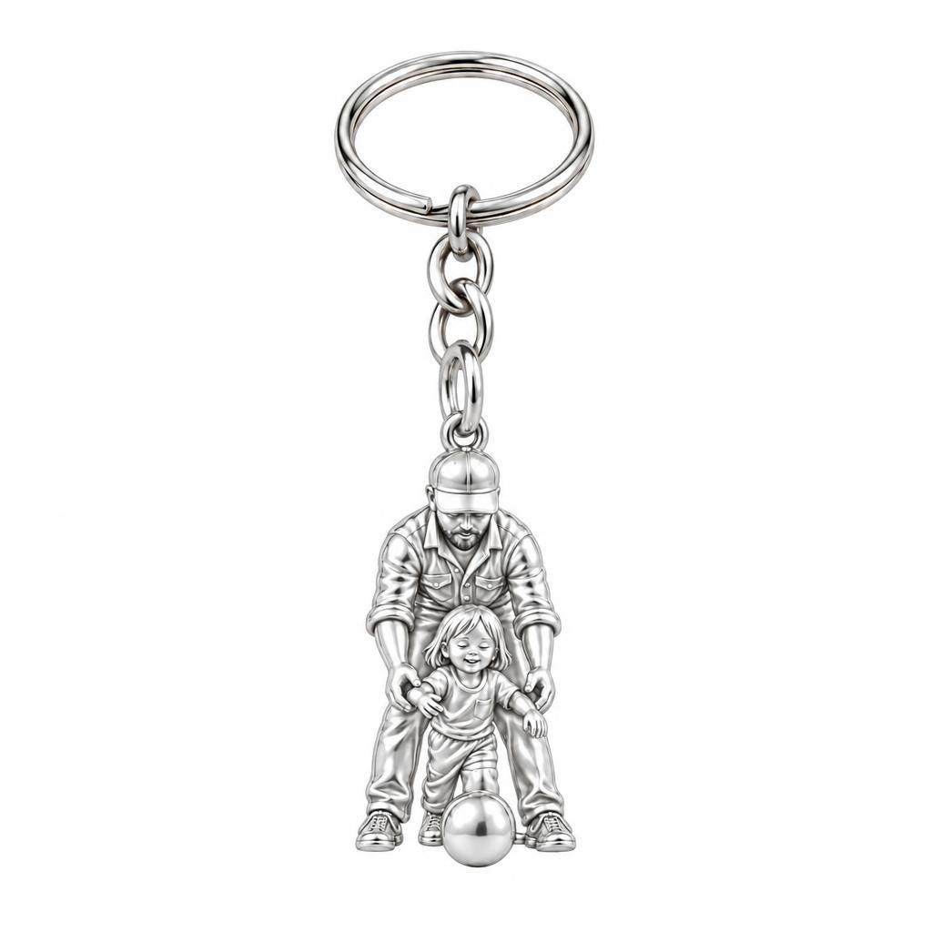 First Goal Together Charm Keychain – silver, front view