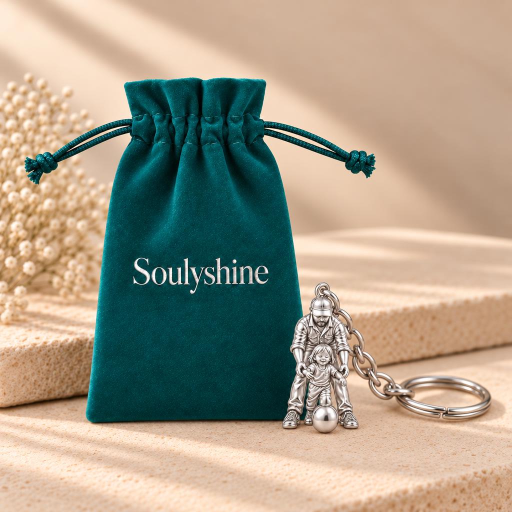 First Goal Together Charm Keychain – Soulyshine velvet gift pouch
