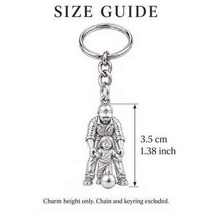 First Goal Together Charm Keychain – size guide, 3.5 cm (1.38 in) charm, chain and keyring excluded