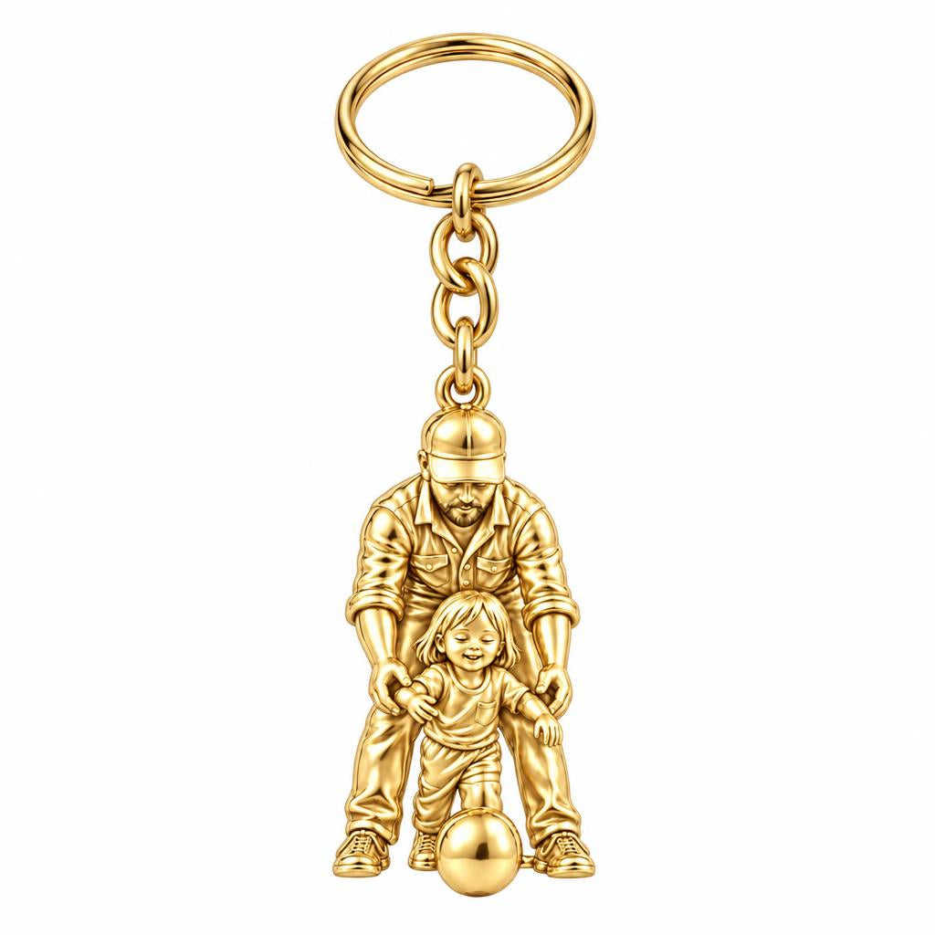 First Goal Together Charm Keychain – 18K gold, front view