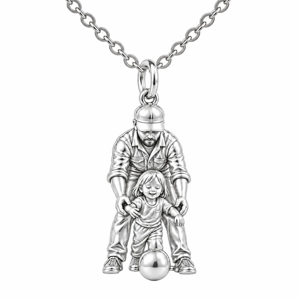 First Goal Together Charm Necklace Set – silver, front view