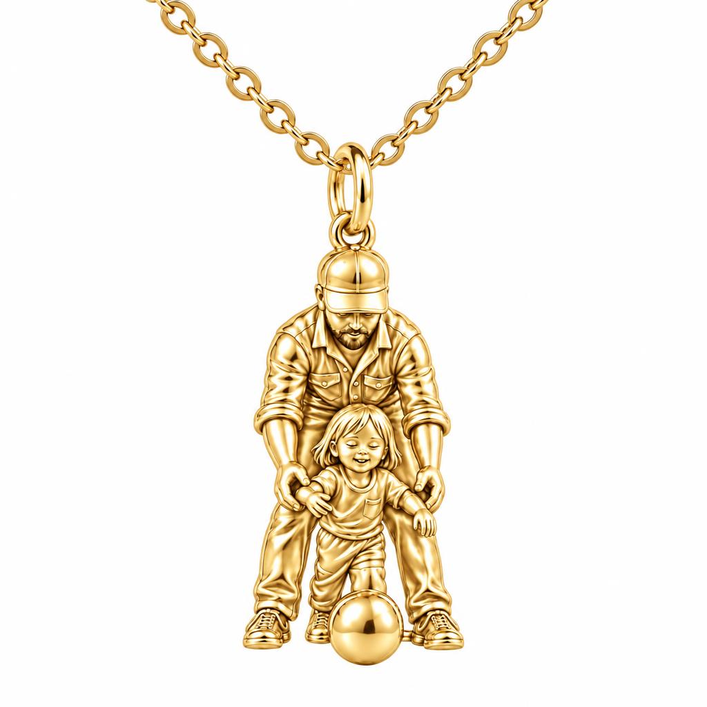 First Goal Together Charm Necklace Set – 18K gold, front view