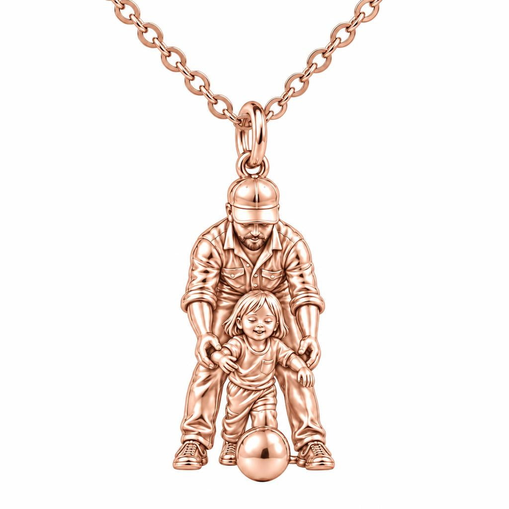 First Goal Together Charm Necklace Set – rose gold, front view
