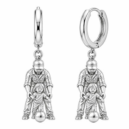 First Goal Together Huggie Charm Earrings – silver, front view