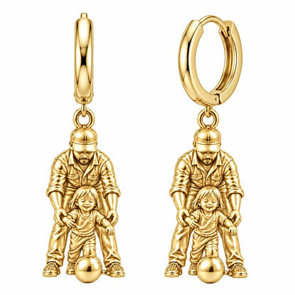 First Goal Together Huggie Charm Earrings – 18K gold, front view