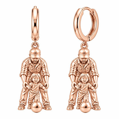 First Goal Together Huggie Charm Earrings – rose gold, front view