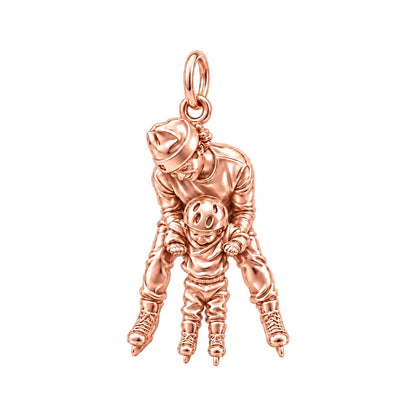 First Ice Skating Lessons Charm Bracelet – Personalized Dad Gift – rose gold charm, front view