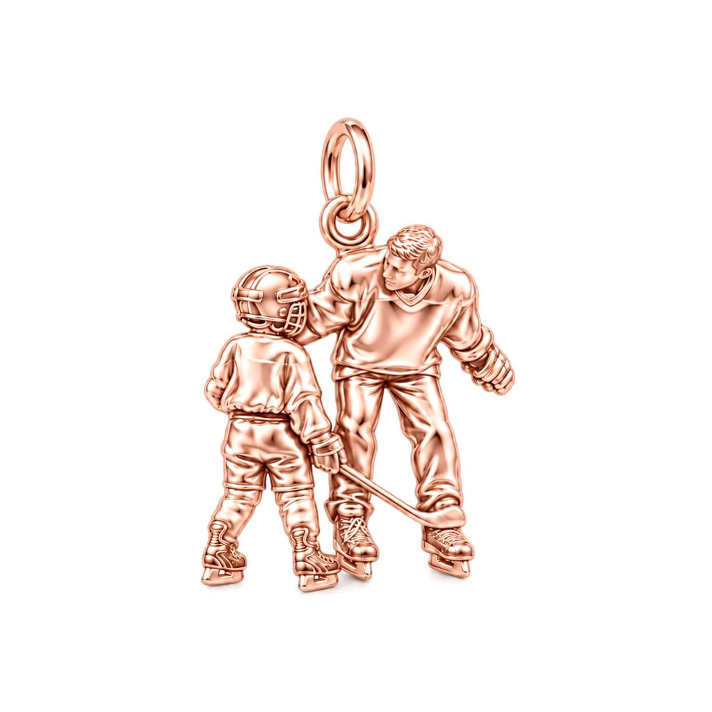 First Lesson on Ice Charm Bracelet – Personalized Dad Gift – rose gold charm, front view