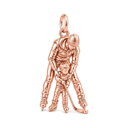 First Lesson on Ice Charm Bracelet – Personalized Dad Gift – rose gold charm, front view