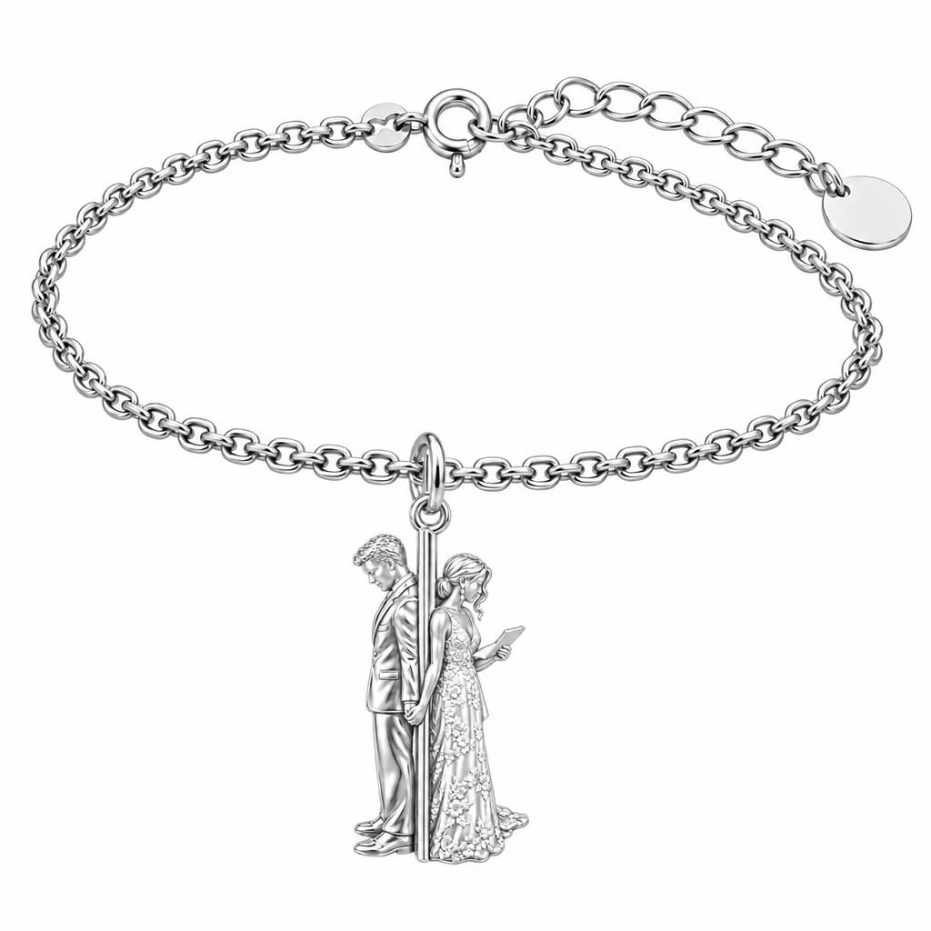First Look Vows Charm Bracelet Set – silver, front view